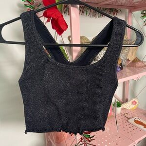 Spiritual Gangster Black Glitter Crop Top